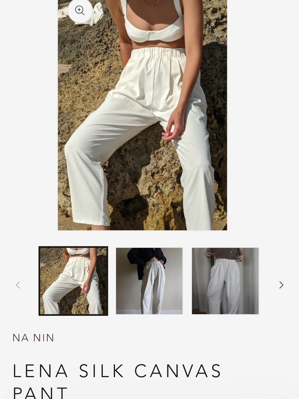 Na Nin Lena Silk Canvas Pants — Ivory